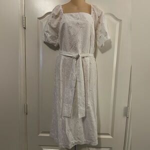Ann Taylor white cotton eyelet sundress dress. Size 12. New